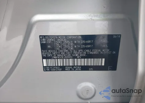 2014 Toyota Rav4 Le z USA, uszkodzony, nr VIN JTMBFREV3EJ009955